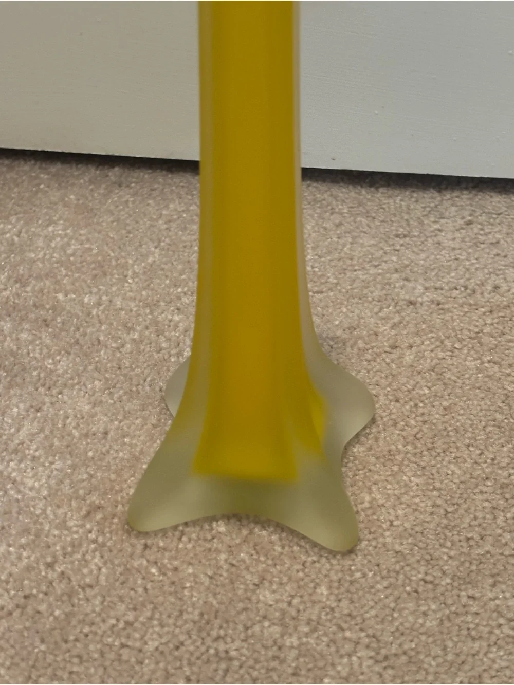 Vintage Fluted Mid Century Modern Yellow 16 Inch Eiffel Tower Vase